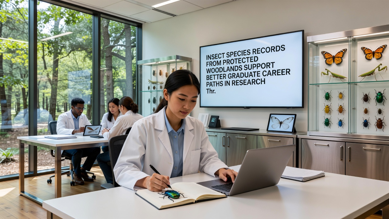 Graduate students collaborating on shared European insect datasets in a university lab